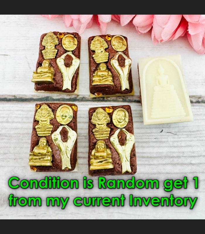 Somdej Horn Carve 9Row Base Wealth Windfall Money Hong Be2556 Thai Amulet #18449